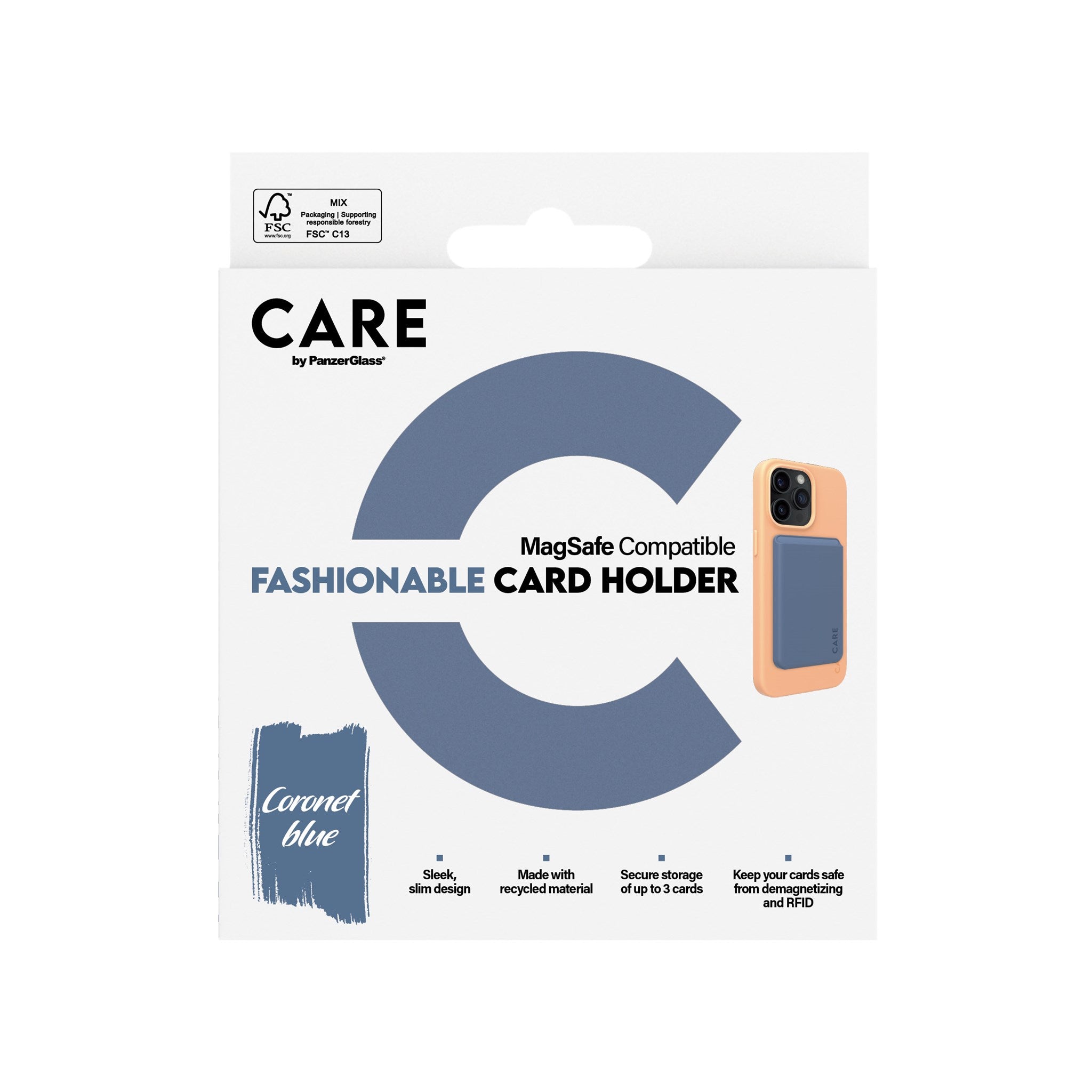 CARE by PanzerGlass® Card Holder Blue iPhone